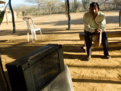 A Wayuu man using a Proclaimer device.