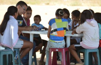 Children from Maracaibo, Venezuela learning reading and writing.