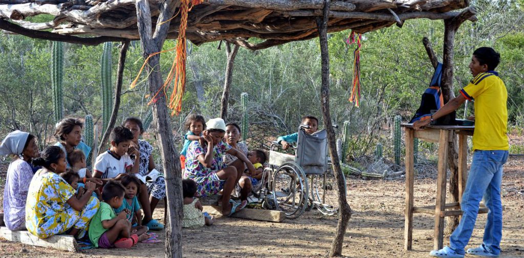 Wayuu worshipers with their pastor