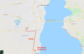Map of Maracaibo region showing the location of Zamurpana Community