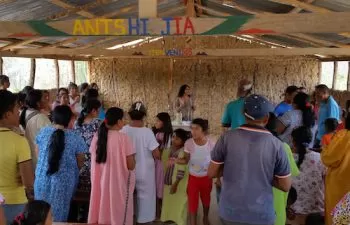 Wayuu people at a weekly worship at local church